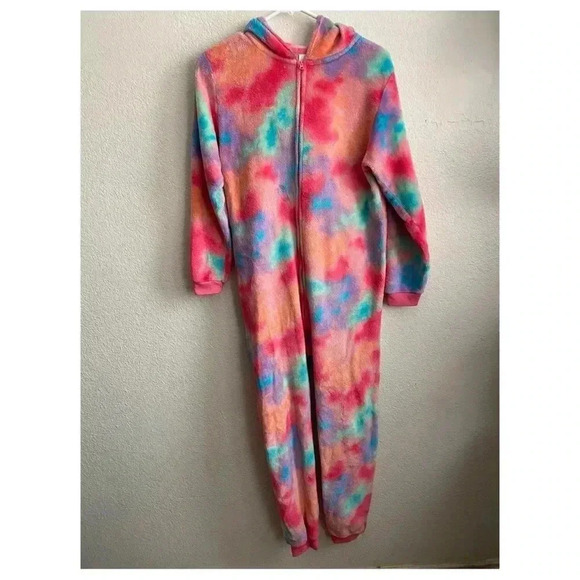 💥Children’s Place Tie Dye Fleece One Piece Pajamas XXL - Picture 1 of 5